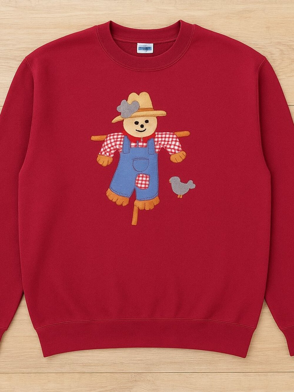 Vintage 90s Jerzees Scarecrow Embroidered Maroon Sweatshirt